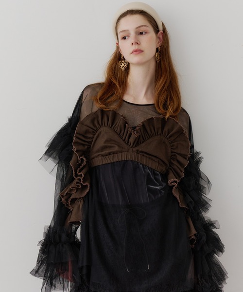 J1U by LA BELLE ETUDE ボリュームドレープフリルビスチェ レディース