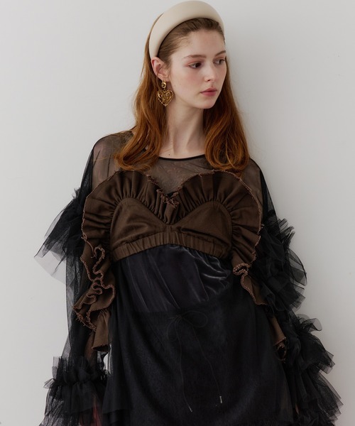 J1U by LA BELLE ETUDE ボリュームドレープフリルビスチェ レディース