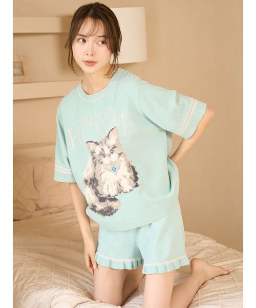 SNIDEL HOME パジャマ ルームウェア CATラメニットプルオーバー