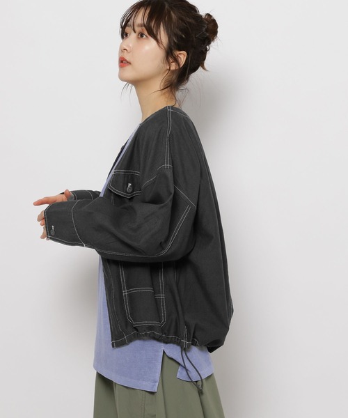 niko and…（ニコアンド） ノーカラージャケット MEDIUM ブラック