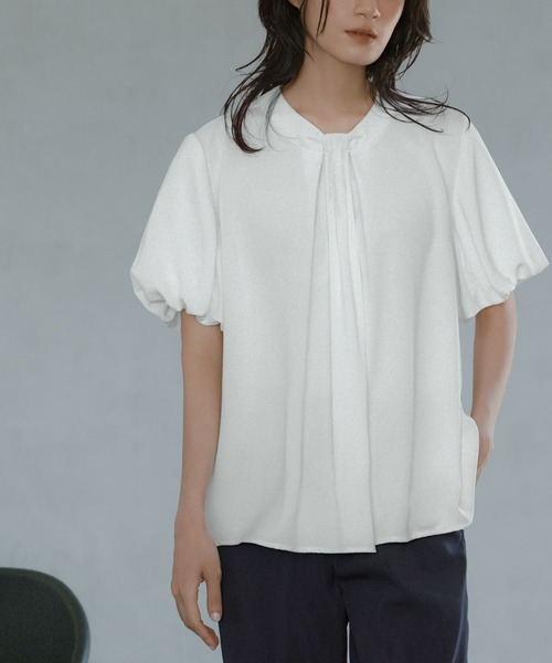 「Flolia」 半袖ブラウス L オフホワイト レディース_画像5