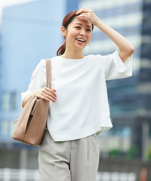 「Honeys」 「GLACIER」7分袖ブラウス S ネイビー レディース_画像2