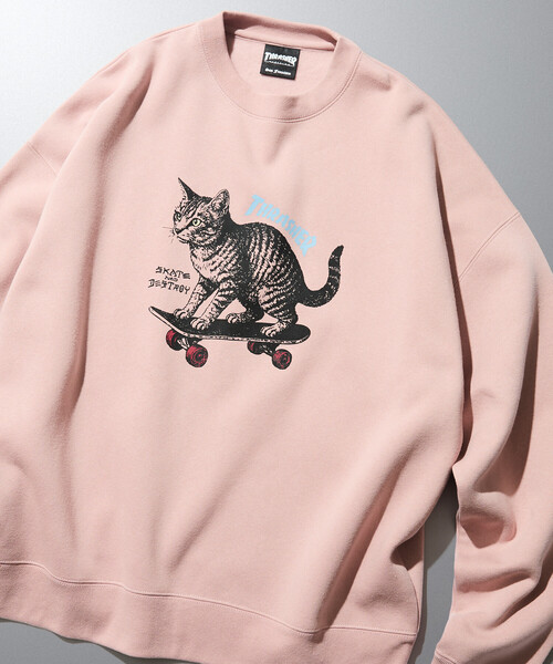 ヘロンプレストン ANGLE ねこプリントスウェットプルオーバー トレーナー S FREAK'S STORE（フリークスストア） トレーナー スウェット 限定展開