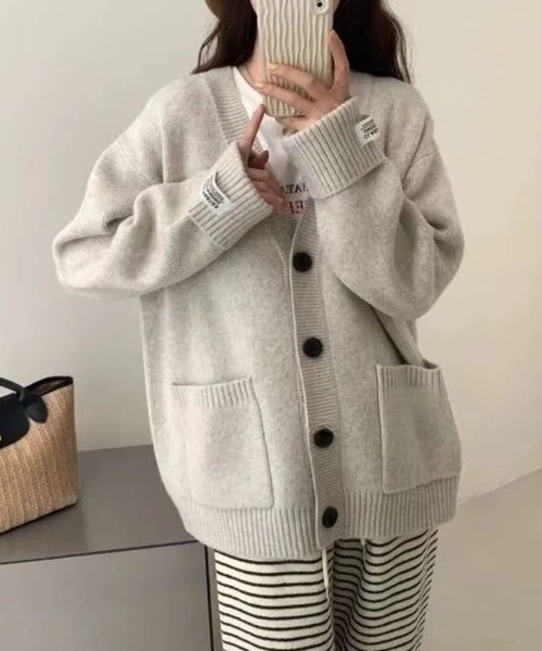 カーディガン ワッペン付き ミドルカーディガン レディース : ZOZOTOWN