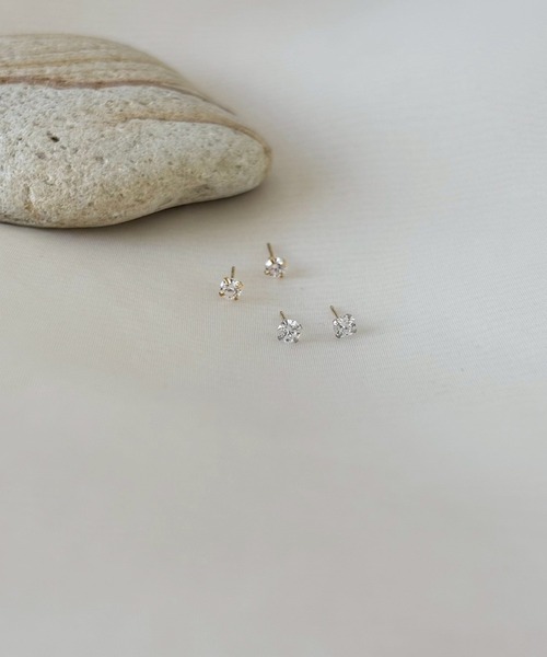 ピアス 18Kポスト3mmストーンピアス レディース : ZOZOTOWN Yahoo