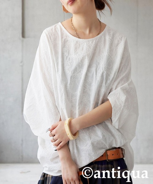 「antiqua」 7分袖ブラウス ONESIZE ブラック レディース_画像8