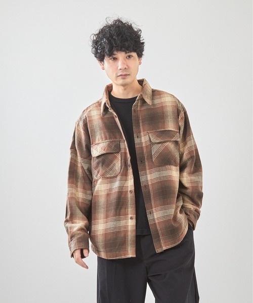 VIBGYOR ブルゾン アウター 裏フリースチェックシャツCPO(CN) メンズ