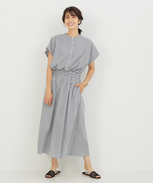 「abahouse mavie」 半袖ワンピース フリー カーキ レディース_画像2