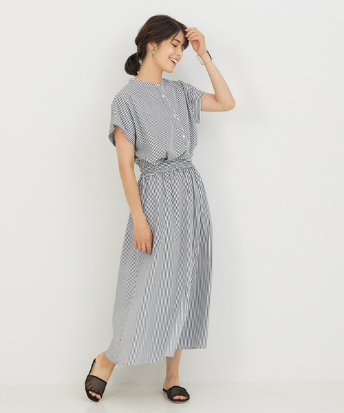 「abahouse mavie」 半袖ワンピース フリー カーキ レディース_画像3