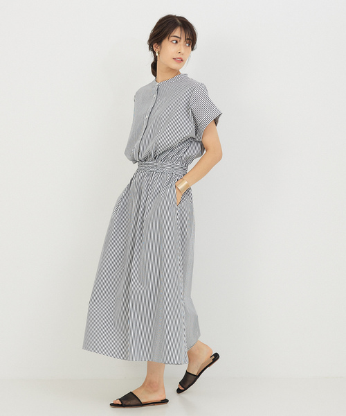 「abahouse mavie」 半袖ワンピース フリー カーキ レディース_画像4
