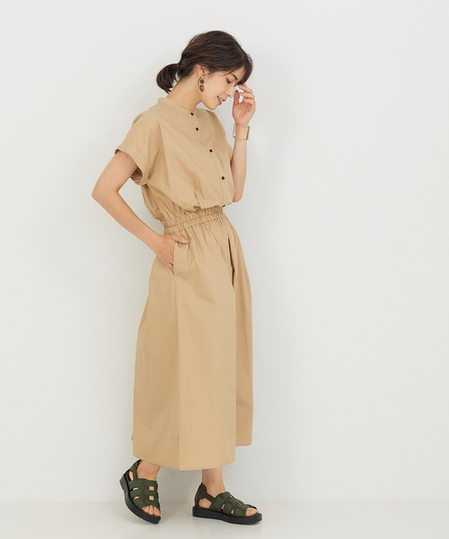 「abahouse mavie」 半袖ワンピース フリー カーキ レディース_画像8