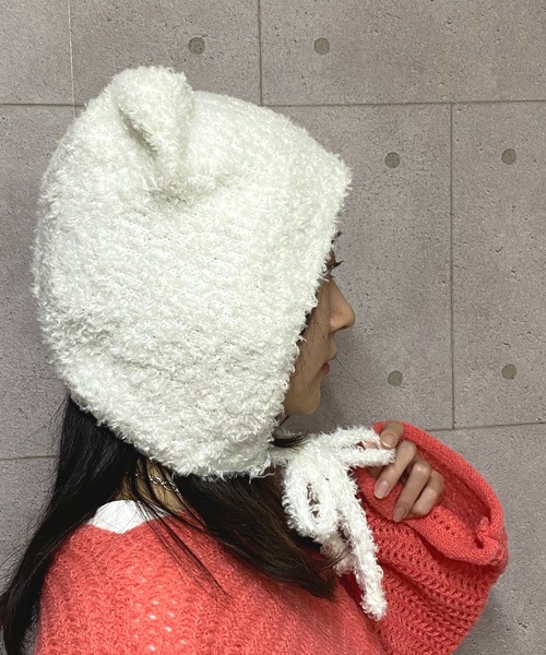 NANEA（ナネア） ニット帽 ニットキャップ くま耳紐付きニット帽
