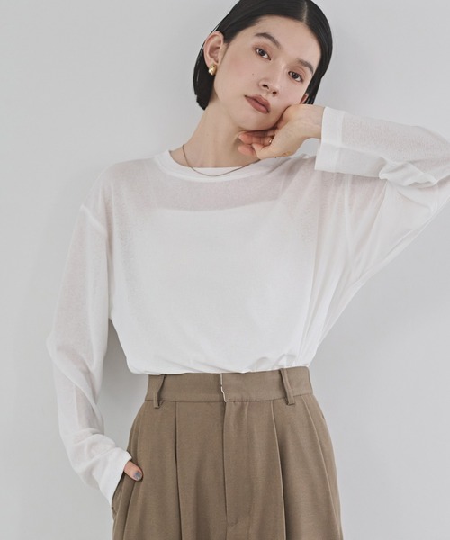 hunch（ハンチ） tシャツ シアーワッフル リラクシー 長袖Tシャツ