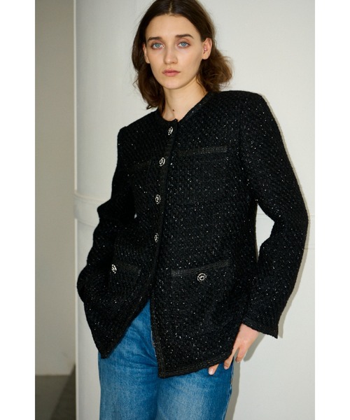 Estella.K ジャケット ノーカラージャケット Ivanna Tweed Bow Jacket