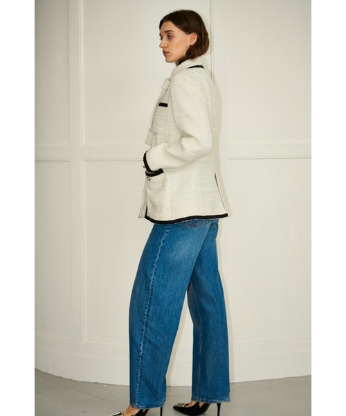ジャケット ノーカラージャケット Ivanna Tweed Bow Jacket タイ取り外しツィードJK レディースの画像