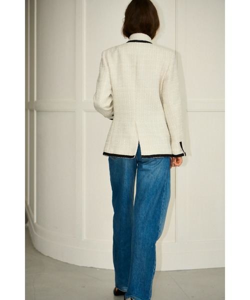 ジャケット ノーカラージャケット Ivanna Tweed Bow Jacket タイ取り外しツィードJK レディースの画像