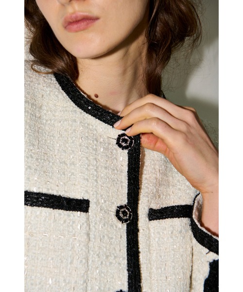 Estella.K ジャケット ノーカラージャケット Ivanna Tweed Bow Jacket