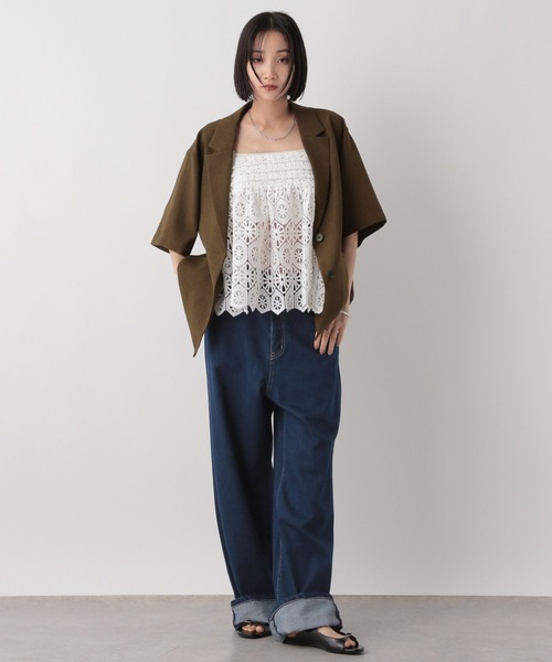 「LOWRYS FARM」 デニムパンツ LARGE ネイビー レディース_画像4