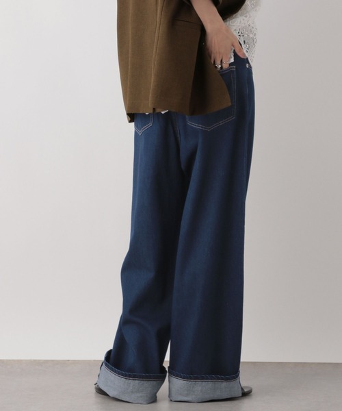 「LOWRYS FARM」 デニムパンツ LARGE ネイビー レディース_画像8