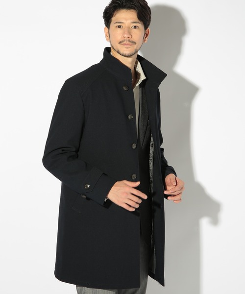 「UNION STATION」 ステンカラーコート S ネイビー メンズ_画像3