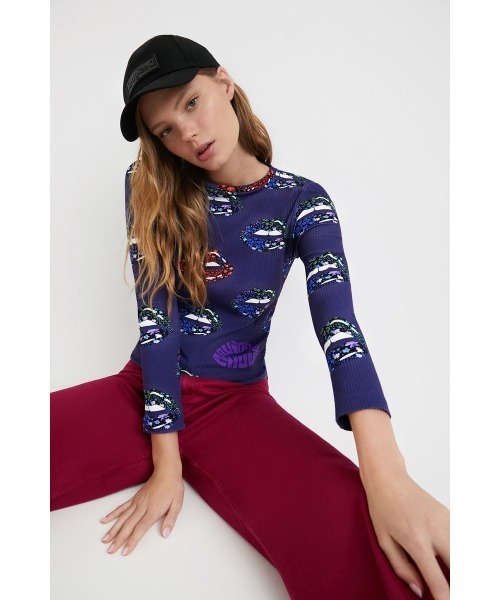 「Desigual」 長袖カットソー X-LARGE ネイビー レディース_画像9