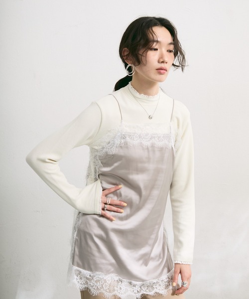 ワンピース レーストリムサテンキャミワンピース : ZOZOTOWN Yahoo!店