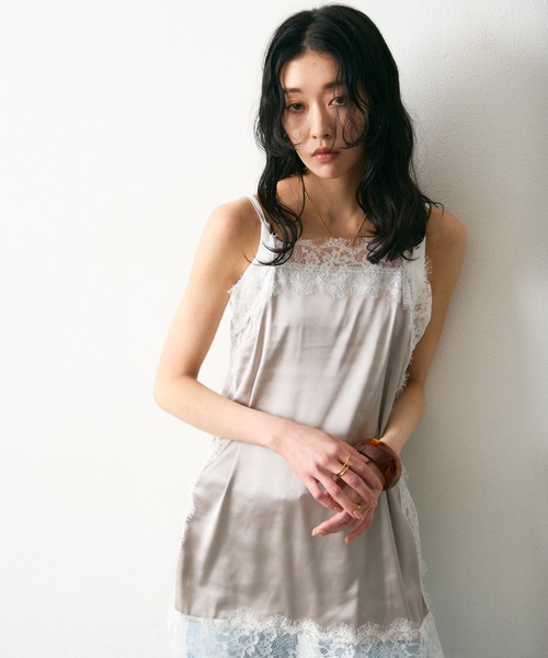 ワンピース レーストリムサテンキャミワンピース : ZOZOTOWN Yahoo!店