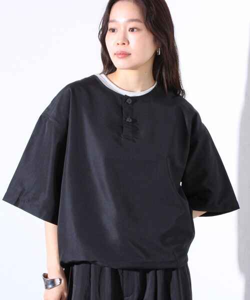 「TAION」 7分袖シャツ X-LARGE ネイビー メンズ_画像5