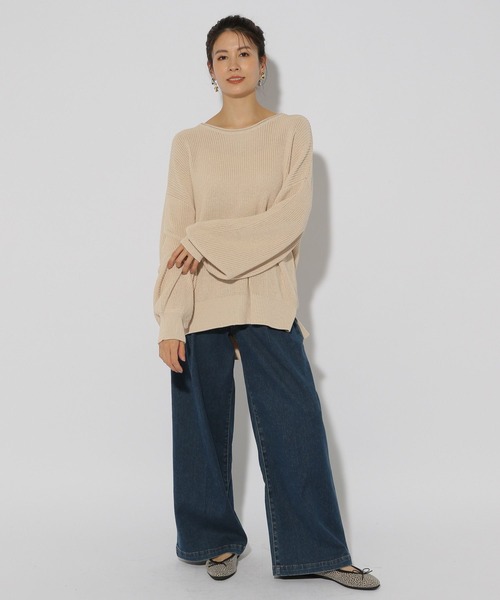 「Elura」 長袖ニット LARGE オレンジ レディース_画像4