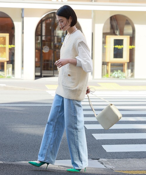 「ELFRANK」 ニットベスト FREE オフホワイト レディース_画像5