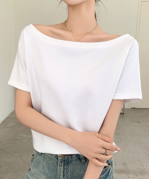 tシャツ 半袖 オフショルポンチ半袖トップス レディース : ZOZOTOWN