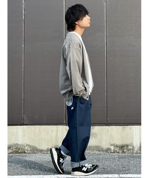 「PLUS ONE」 ニットカーディガン M グリーン メンズ_画像8