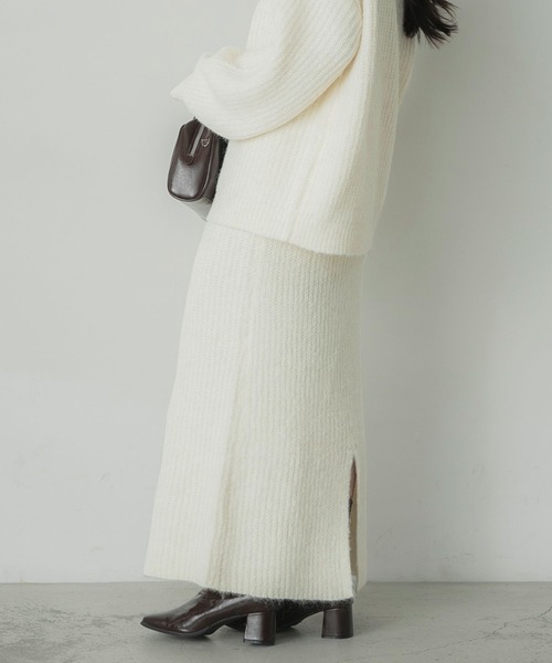 「Elishe」 ニットスカート FREE チャコールグレー レディース_画像3