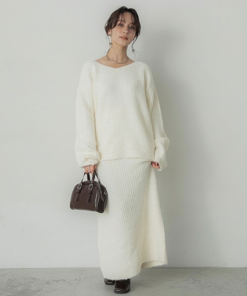 「Elishe」 ニットスカート FREE チャコールグレー レディース_画像5