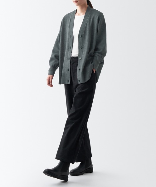 「無印良品」 ニットカーディガン X-LARGE ダークグレー レディース_画像9