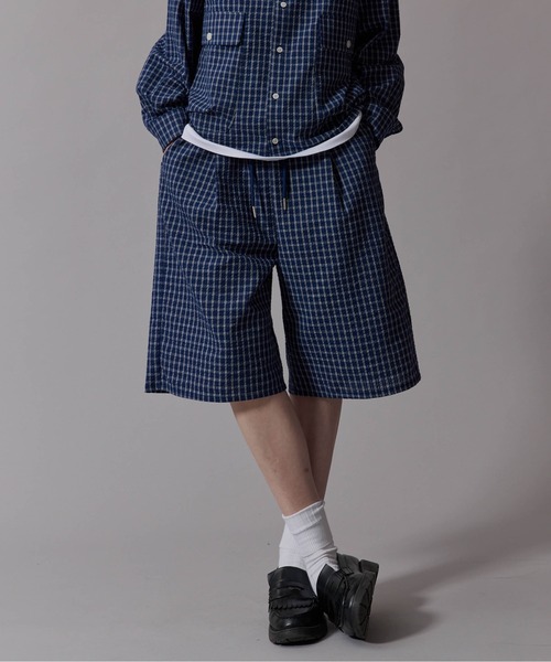 TENDERLOIN SEERSUCKER SHORTS NAVY シアサッカー CIVVY. パンツ Seersucker Setup Short Pants - シアサッカー