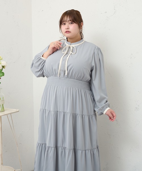 「Louiosy」 長袖ワンピース 4L ブルー系その他 レディース_画像3