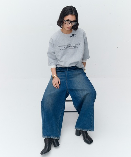 「Curensology」 半袖Tシャツ FREE チャコールグレー レディース_画像9