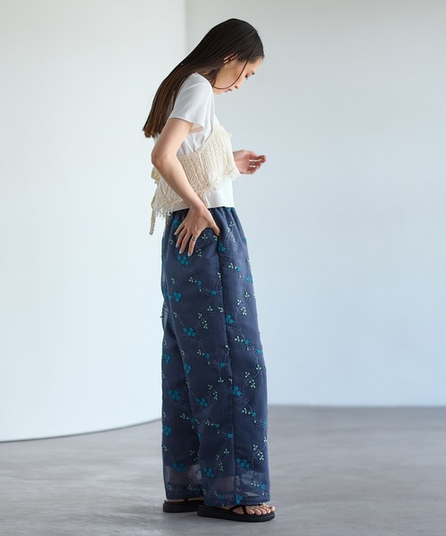 LEPSIM（レプシィム） ワイドパンツ パンツ 3D刺繍パンツ 672054