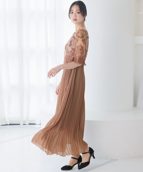 「PourVous」 7分袖ワンピース X-LARGE ネイビー レディース_画像3