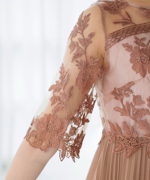 「PourVous」 7分袖ワンピース X-LARGE ネイビー レディース_画像4