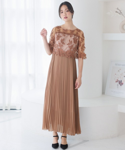 「PourVous」 7分袖ワンピース X-LARGE ネイビー レディース_画像7