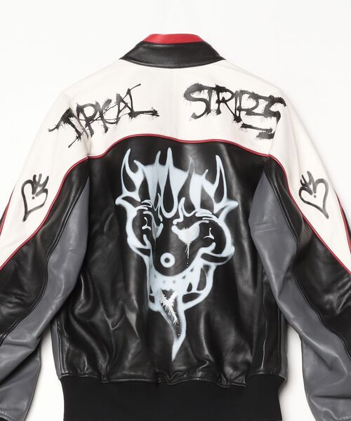 Y-3 ブルゾン アウター CHITO GRAPHIC LEATHER BIKER JACKET メンズ