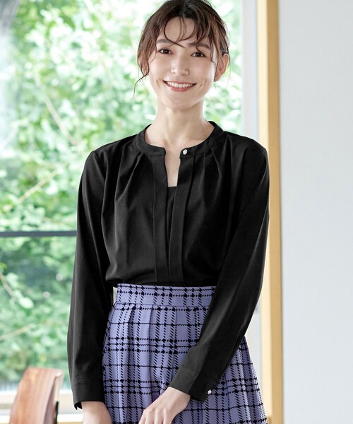 ブラウス シャツ バンドカラー2WAYタックブラウス レディース