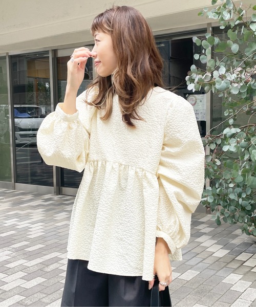StyleSea（スタイルシー） ブラウス シャツ ジャガードペプラム 