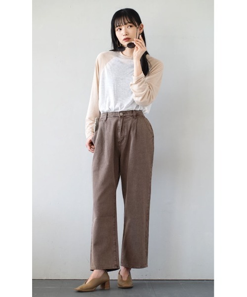 e-zakkamania stores パンツ ストーンウォッシュカラー ワンタック