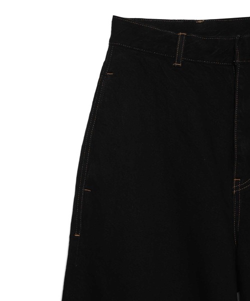 LIVINGTONE デニムパンツRON(black) ロバート ウエストタック ワイドデニムパンツ｜LIVINGTONE