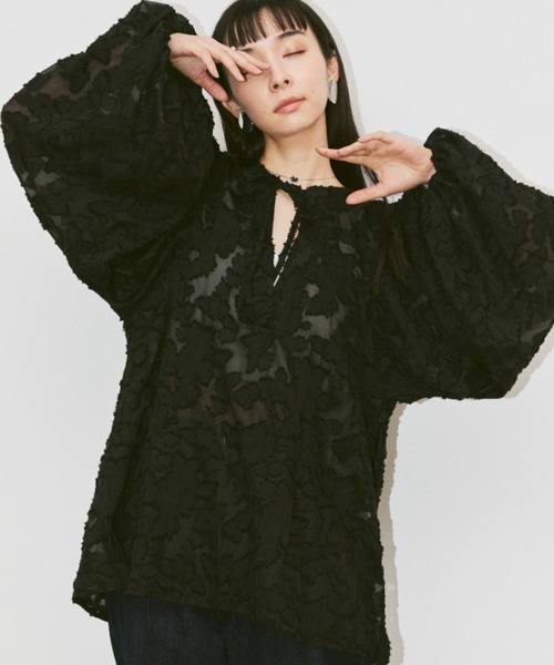 ブラウス シャツ 2way jacquard volume blouse / 2wayジャガードボリュームブラウス レディース