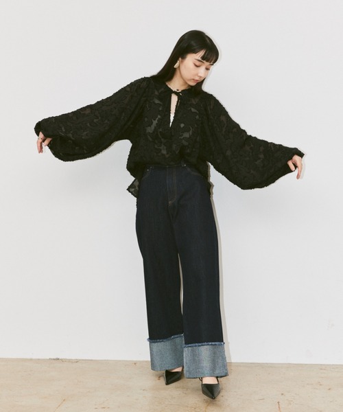 ブラウス シャツ 2way jacquard volume blouse / 2wayジャガードボリュームブラウス レディース ブラウス シャツ 2way jacquard volume blouse / 2wayジャガード