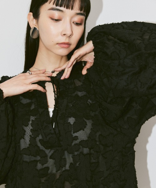 ブラウス シャツ 2way jacquard volume blouse / 2wayジャガードボリュームブラウス レディース ブラウス シャツ 2way jacquard volume blouse / 2wayジャガード
